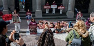 #SANTIAGO Impactante intervención en contra del uso del cuero marca cierre de la campaña «Vístete sin animales»
