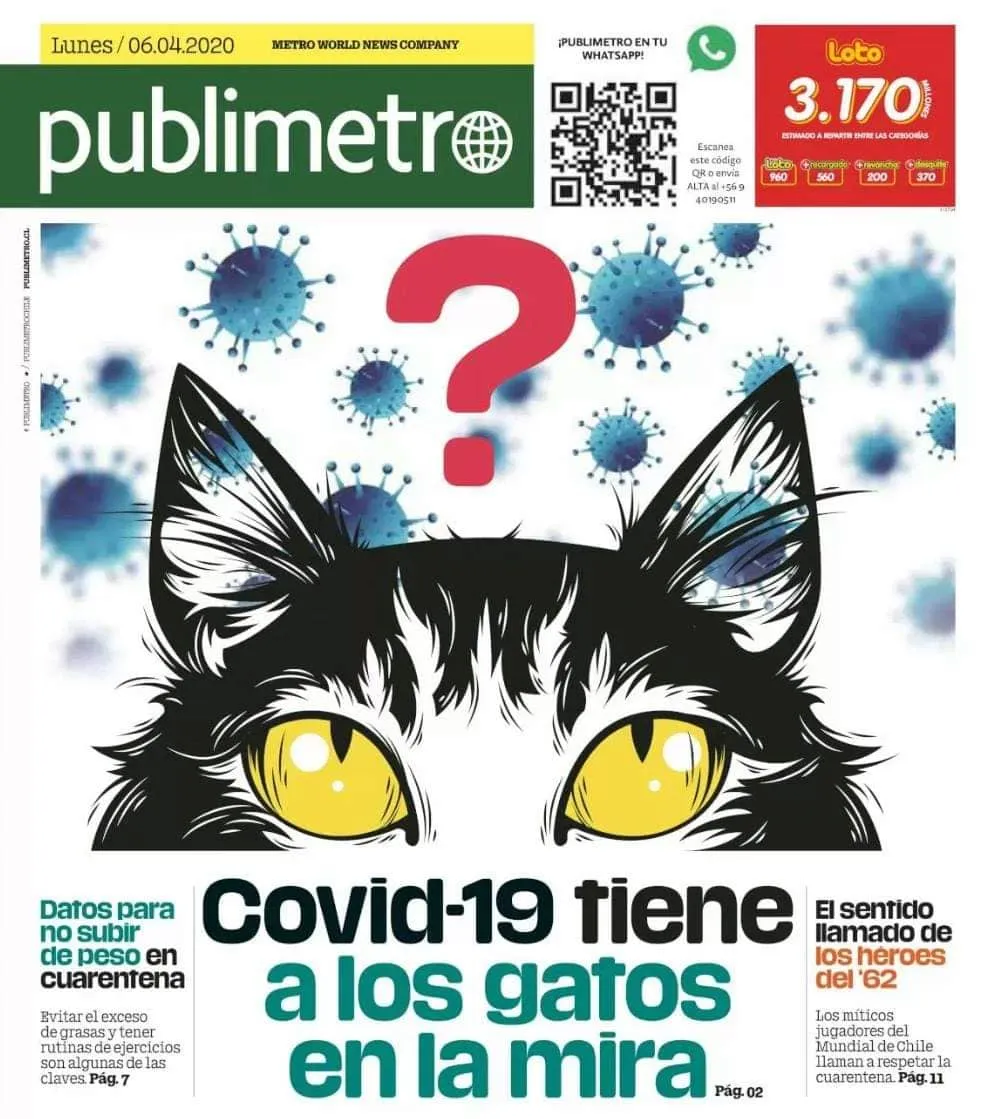 #MIRADANACIONAL Molestia generó portada de Publimetro por referencia a un supuesto contagio de gatos por el coronavirus